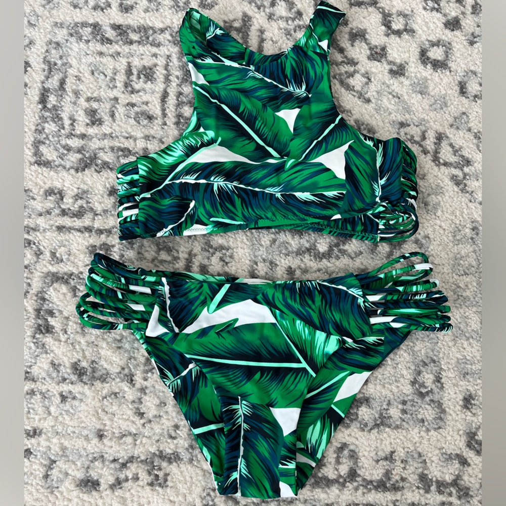 Green Palm Print Bikini